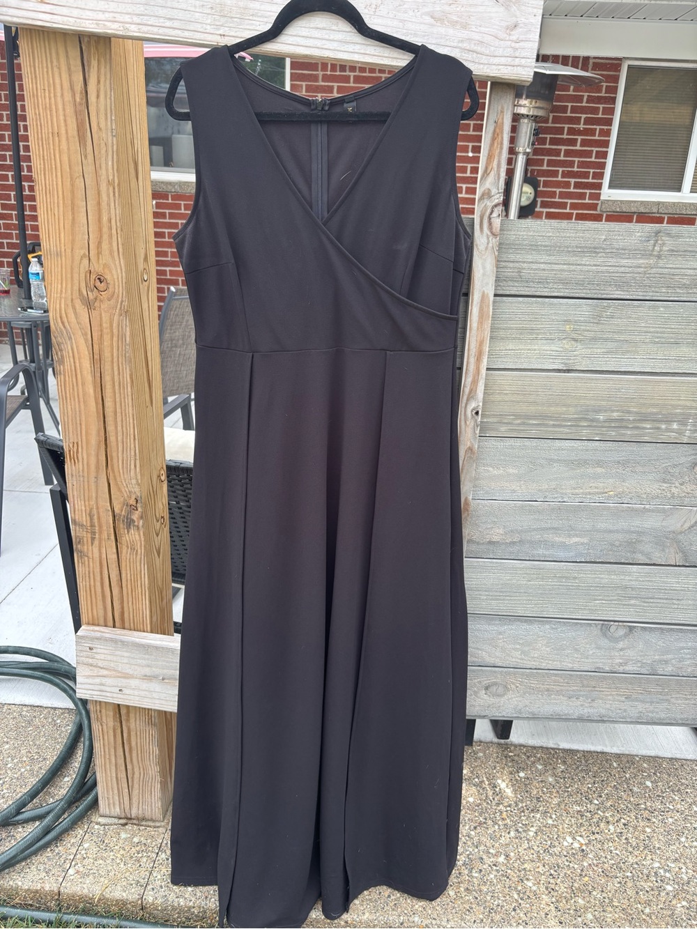 Muse Black Sleeveless Faux-Wrap Maxi Dress